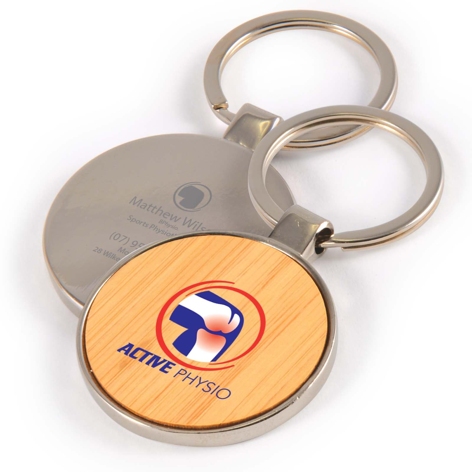 Circle Bamboo Zinc Keytag-Active Image