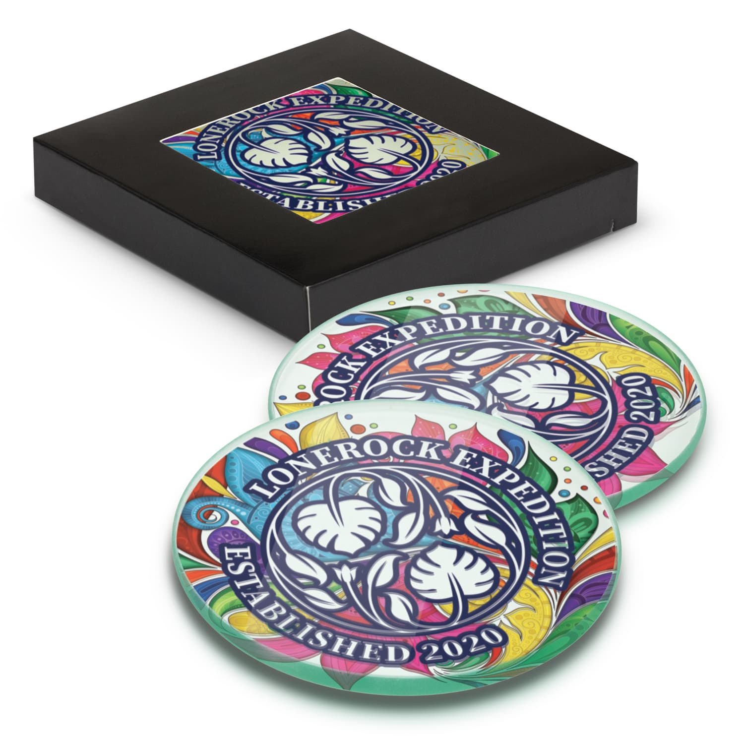 Venice Glass Coaster - Set of 2 - Round - Full Colour-Active Image