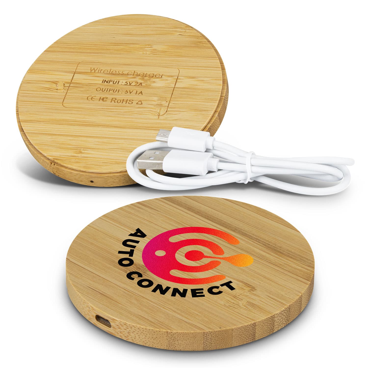 Vita Bamboo Wireless Charger - Round-Active Image