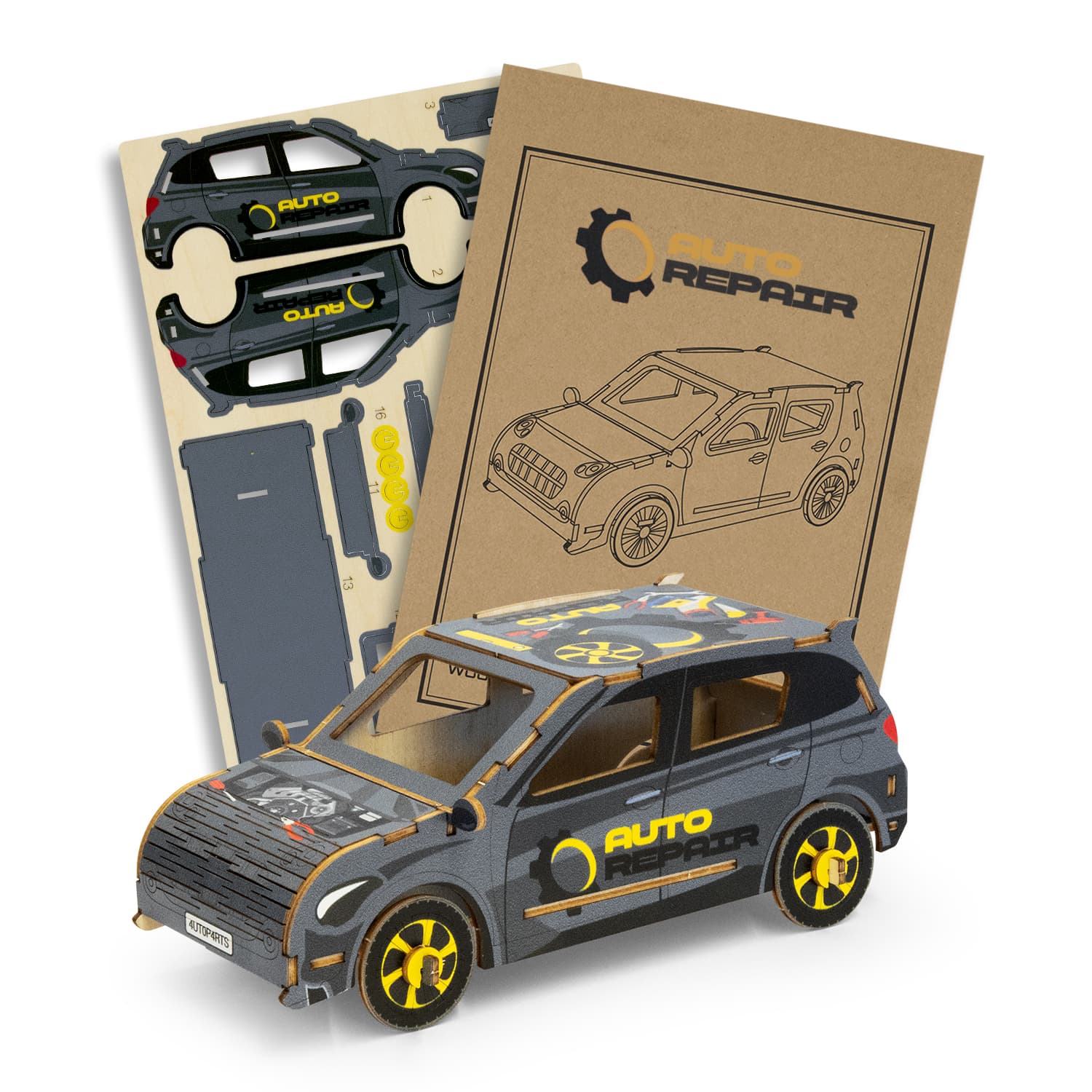 BRANDCRAFT Hatchback Car Wooden Model-Active Image