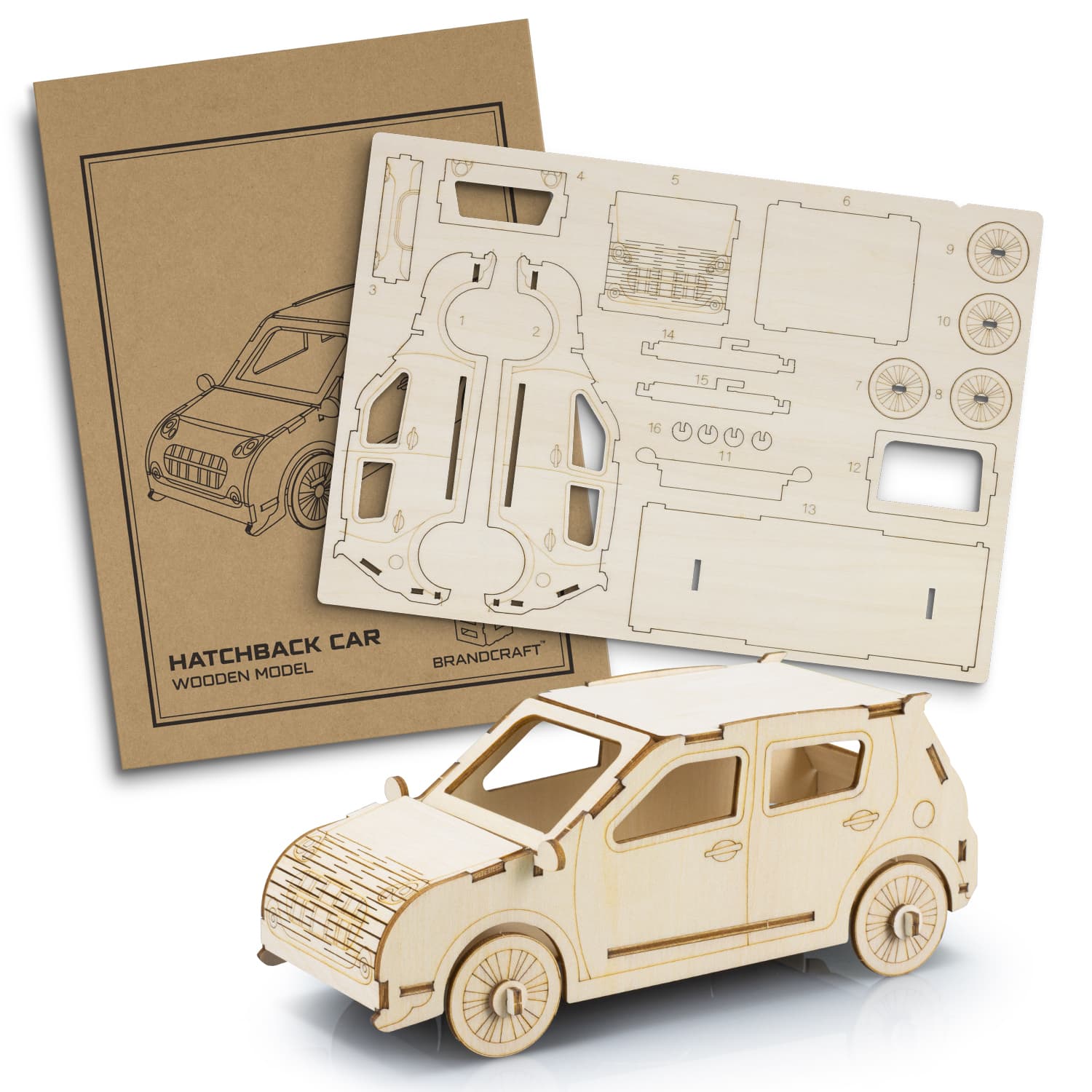 BRANDCRAFT Hatchback Car Wooden Model-Active Image