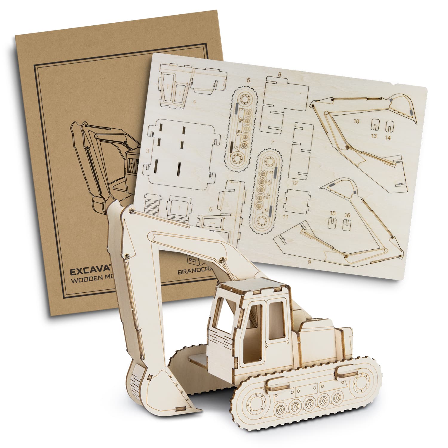BRANDCRAFT Excavator Wooden Model-Active Image
