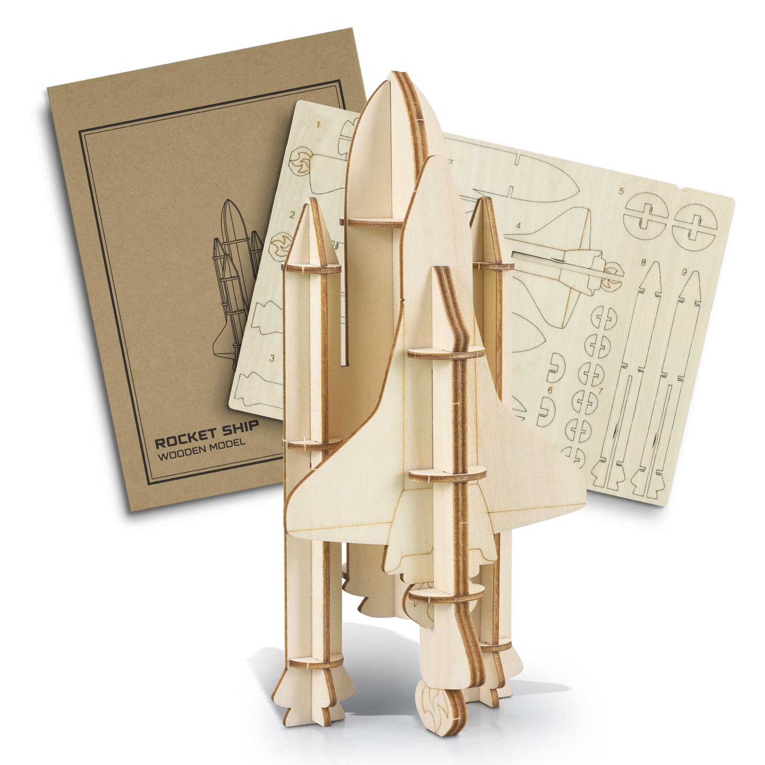 BRANDCRAFT Rocket Ship Wooden Model-Active Image