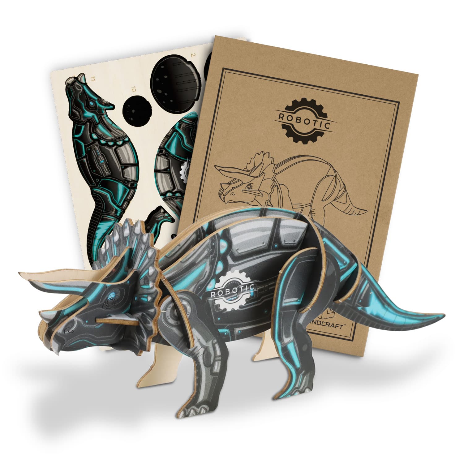 BRANDCRAFT Triceratops Wooden Model-Active Image