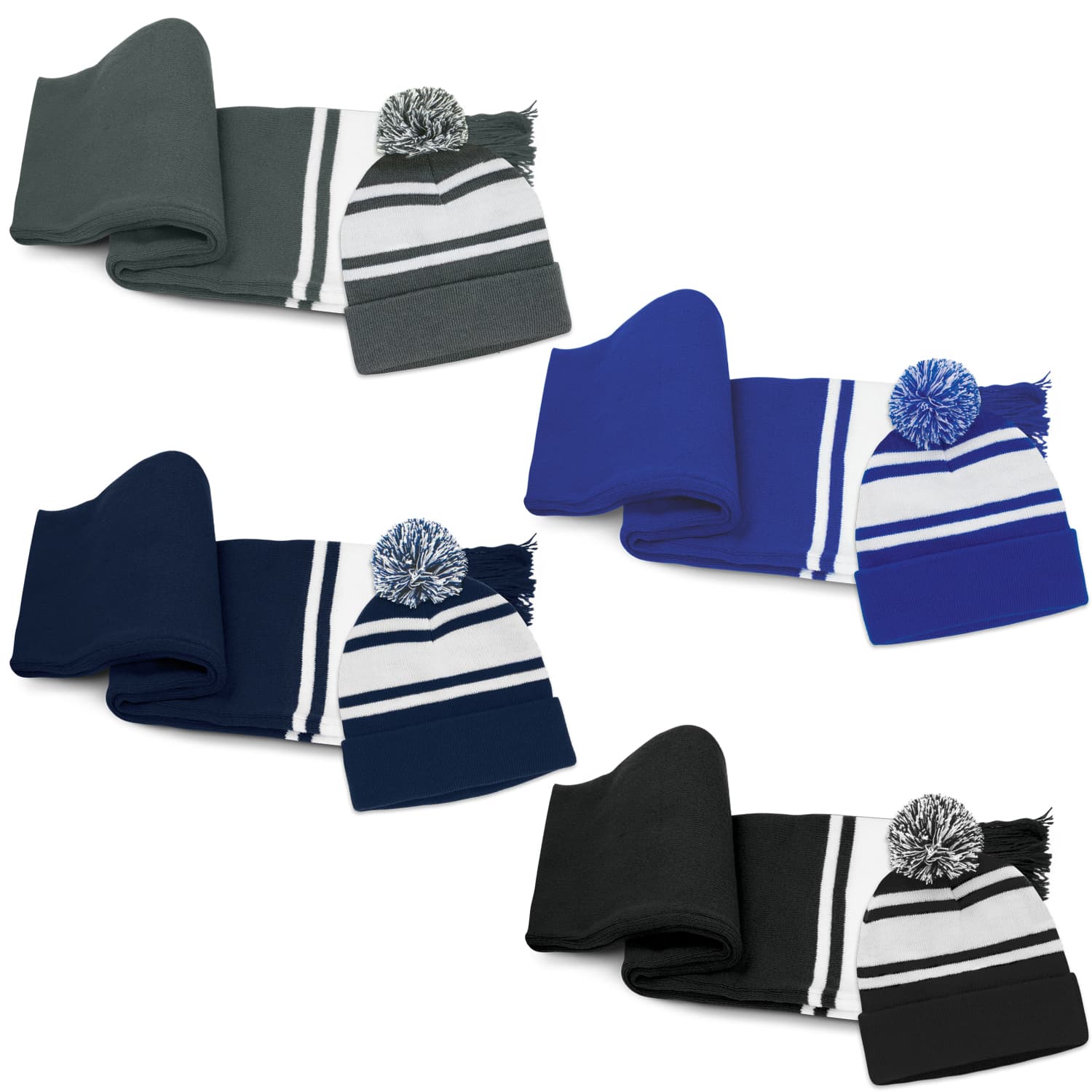Commodore Scarf and Beanie with Pom Pom Set-Active Image
